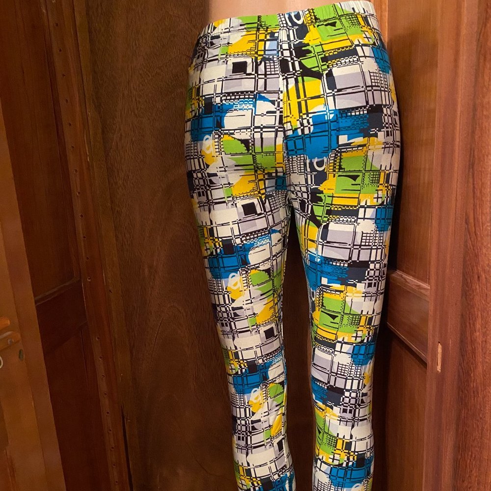 Novelty Leggings- 90's Geometric Neon Print